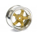 5-Spoke Wheel Set (4Pcs) Chrome + Gold For 1/10 RC Car (3mm Offset)