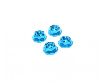 Realistic Aluminum Serrated Wheel Locknut (4 pcs) Blue