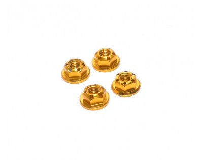 Realistic Aluminum Serrated Wheel Locknut (4 pcs) Gold
