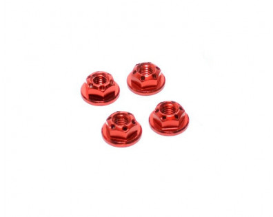 Realistic Aluminum Serrated Wheel Locknut (4 pcs) Red