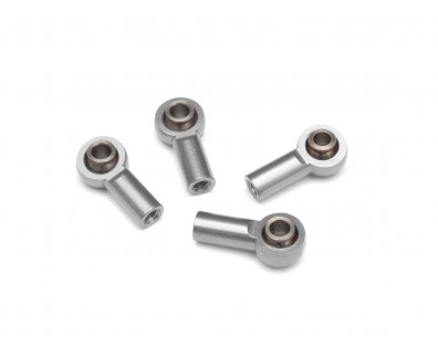 Aluminum M3 Rod Ends Steel Pivot Balls (4pcs) Silver