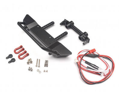 Realistic Metal Front Bumper with Towing Hooks  - 1 Set Black