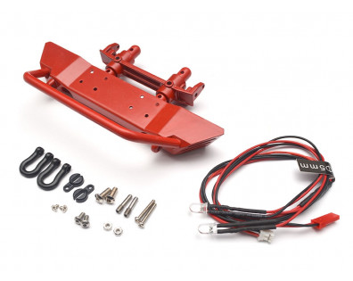 Realistic Metal Front Bumper with Towing Hooks  - 1 Set Red