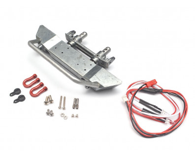 Realistic Metal Front Bumper with Towing Hooks  - 1 Set Silver