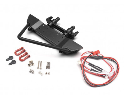 Realistic Metal Front Bumper with Towing Hooks  - 1 Set Black