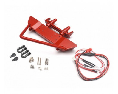 Realistic Metal Front Bumper with Towing Hooks  - 1 Set Red