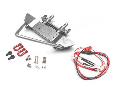 Realistic Metal Front Bumper with Towing Hooks  - 1 Set Silver