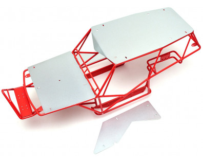 Heavy Duty Steel Outer Cage For Wraith With Roof Rack, Metal Plates & LED Set Red