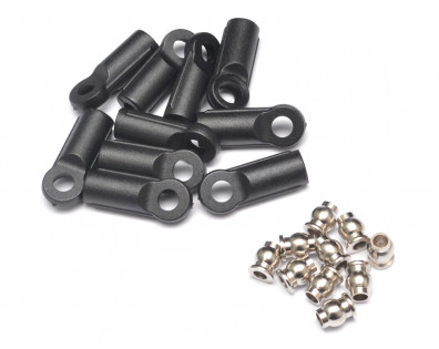 M4 Nylon Rod Ends (Straight) 18.5MM w/ Steel Pivot Ball (5.8x3x7.4mm) (10)