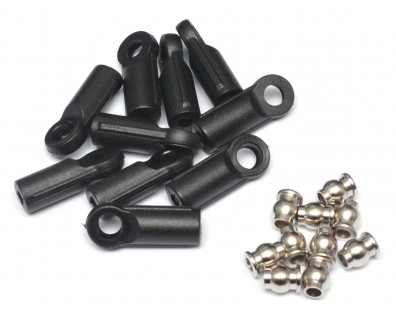 M3 Nylon Rod Ends (Straight) 18.5MM w/ Steel Pivot Ball (5.8x3x7.4mm) (10)