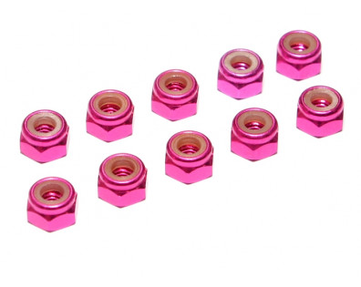 M4 Aluminum Lock Nut (10) Pink