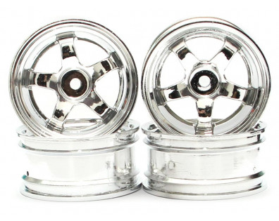 5-Spoke Wheel Set (4Pcs) Chrome For 1/10 RC Car (6mm Offset)