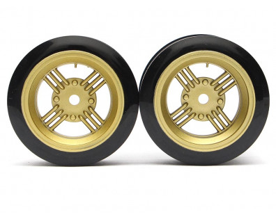 Classic Fake Tire Wall Wheel Set (2Pcs) Gold For 1/10 RC Car (3mm Offset)