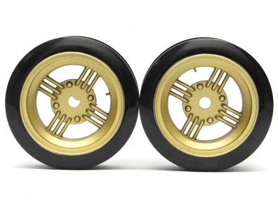 Classic Fake Tire Wall Wheel Set (2Pcs) Gold For 1/10 RC Car (6mm Offset)