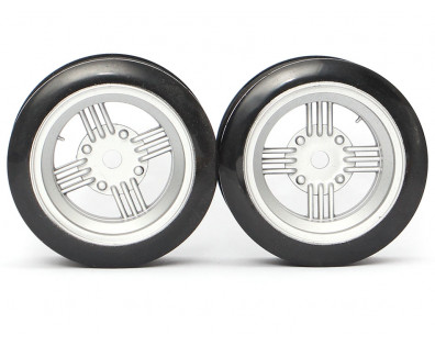 Classic Fake Tire Wall Wheel Set (2Pcs) Silver For 1/10 RC Car (6mm Offset)