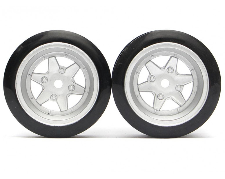 Classic Fake Tire Wall Wheel Set (2Pcs) Silver For 1/10 RC Car (3mm Offset)