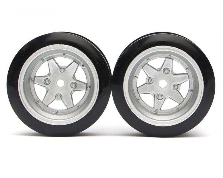 Classic Fake Tire Wall Wheel Set (2Pcs) Silver For 1/10 RC Car (6mm Offset)