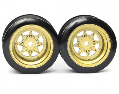 Classic Fake Tire Wall Wheel Set (2Pcs) Gold For 1/10 RC Car (6mm Offset)