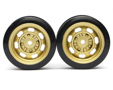 Classic Fake Tire Wall Wheel Set (2Pcs) Gold For 1/10 RC Car (3mm Offset)