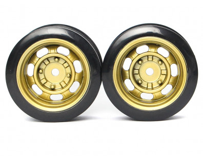 Classic Fake Tire Wall Wheel Set (2Pcs) Gold For 1/10 RC Car (6mm Offset)
