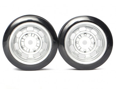 Classic Fake Tire Wall Wheel Set (2Pcs) Silver For 1/10 RC Car (6mm Offset)