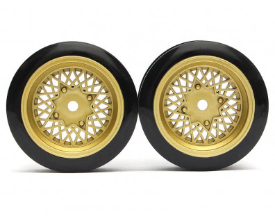 Classic Fake Tire Wall Wheel Set (2Pcs) Gold For 1/10 RC Car (3mm Offset)