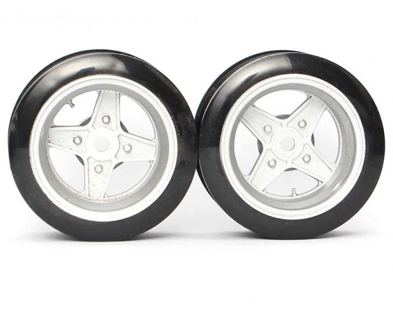 Classic Fake Tire Wall Wheel Set (2Pcs) Silver For 1/10 RC Car (6mm Offset)