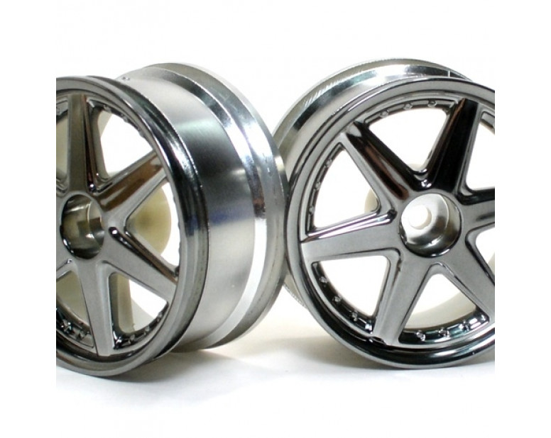 6-Spoke Wheel Set (2Pcs) Gun Metal For 1/10 RC Car (3mm Offset)