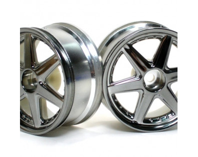 6-Spoke Wheel Set (2Pcs) Gun Metal For 1/10 RC Car (6mm Offset)