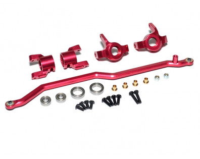 Front Knuckle,C-Hub Steering and Steering Link Combo Set - 3 Items Red
