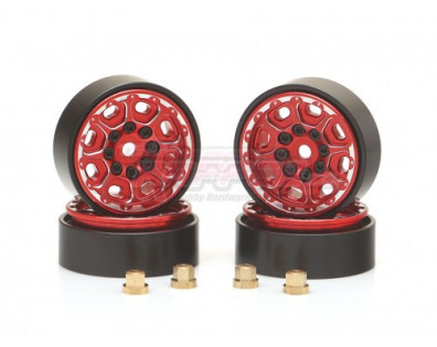 Alu+Brass 8-petals Wheel for 1/24 RC Crawler (4) Red