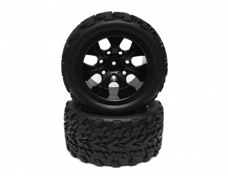 2 In 1 1/10 Monster Truck Wheel & Tire Set 7 Spoke Patter B