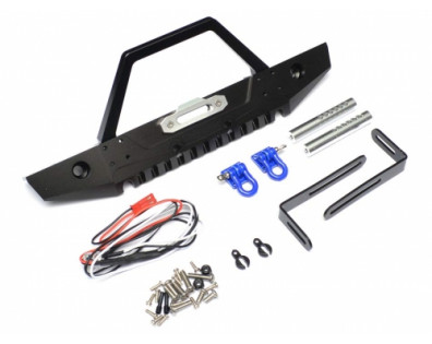 Steel Tough Front Stubby Bumper W/ Hooks and Led Light 1 Set Black
