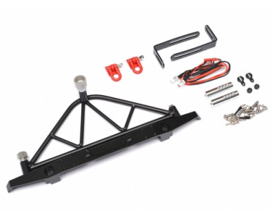 Steel Rear Bumper W/ Shackles Led Light & Spare Tire Mount Black