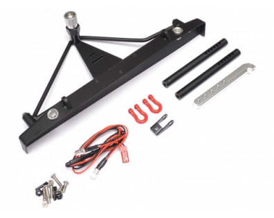 Steel Stinger Rear Bumper with Towing Hooks  LED Light Set & Spare Tire Mount Black