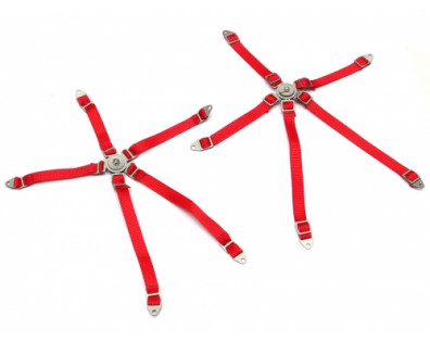 Scale Accessories - 5-Point Safety Harness Racing Seat Belt Camlock Assembled Red