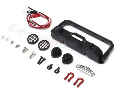 Aluminum Front Bumper w/ White Led And Towing Hooks For D90 D110 Defender