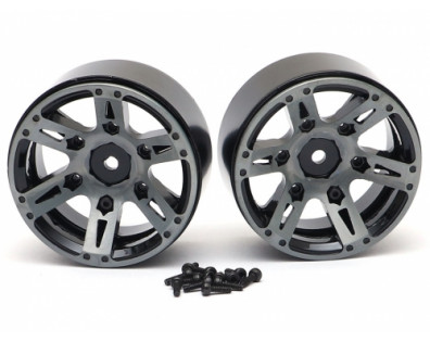 1.9 High Mass Beadlock Aluminum Wheels Spoke-6 (2) Black