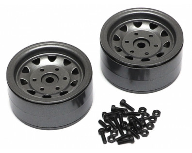 1.9 High Mass Steelie 6 Lug Beadlock Wheels Type A (2) Gun Metal