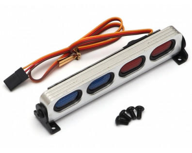 Multi Function Aluminum LED Light Bar 5 Modes for 1/10 1/8 Rock Racing Red & Blue