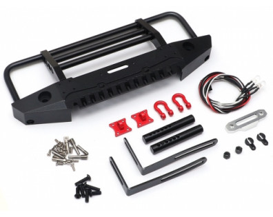 Metal Front Bumper with Light & Towing Hooks 