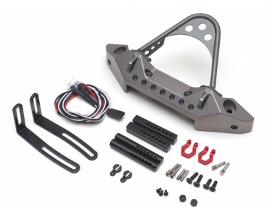CNC Aluminum Rubicon Front Bumper with LED Gun Metal