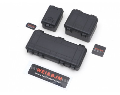 Scale Accessories - 1/10 Scale Safety Equipment Cases Hard Luggage Box Set (3) Black