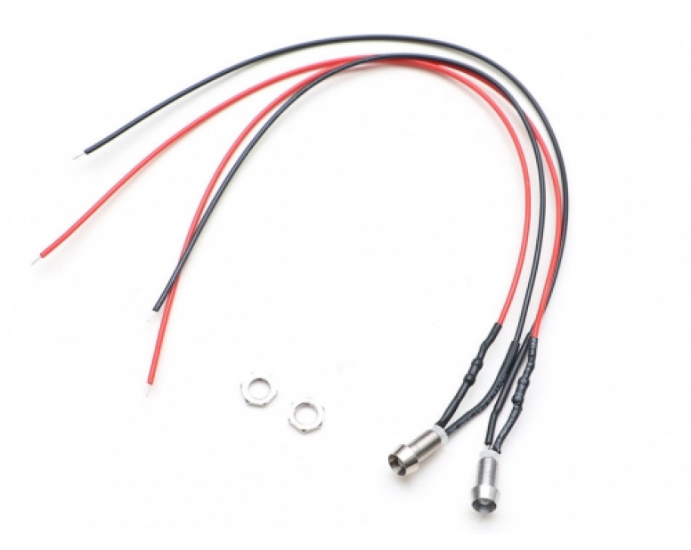 3mm 6-12V LED Unit Set  with Holders 6.5x7mm Wire Length 20 cm (2 Yellow LEDS)