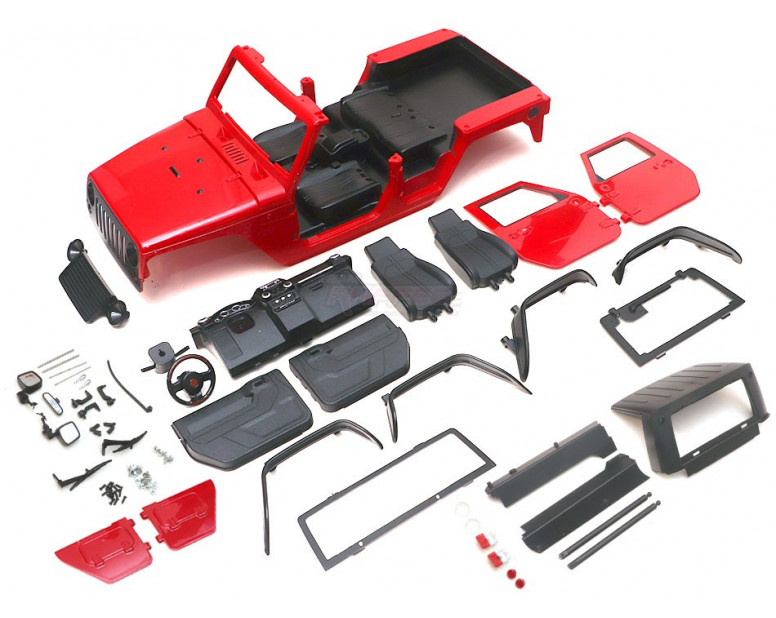 2 Door Rubicon Pickup Body for 1/10 Crawler 313mm Kit Version Red