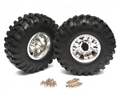 Aluminum 1.9 Bead-lock Wheel & Tire Set (1 Pair) Silver