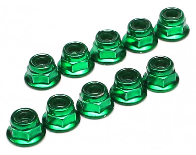 4MM Aluminum Lock Nuts - 10 pcs Green