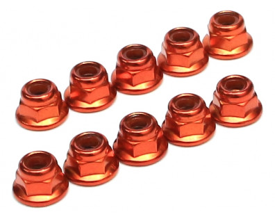 4MM Aluminum Lock Nuts - 10 pcs Orange