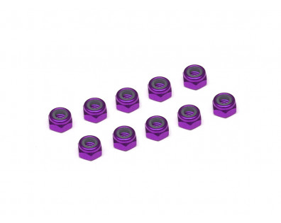 4MM Aluminum Lock Nuts - 10Pcs Purple