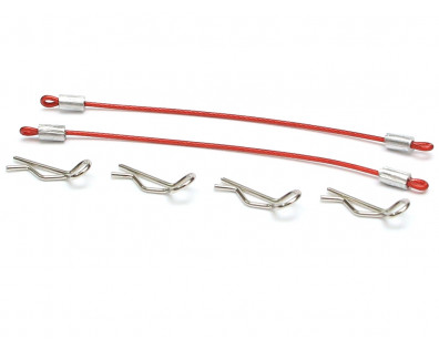 1/10 Car Body Clip with 80mm Cable (4) Red